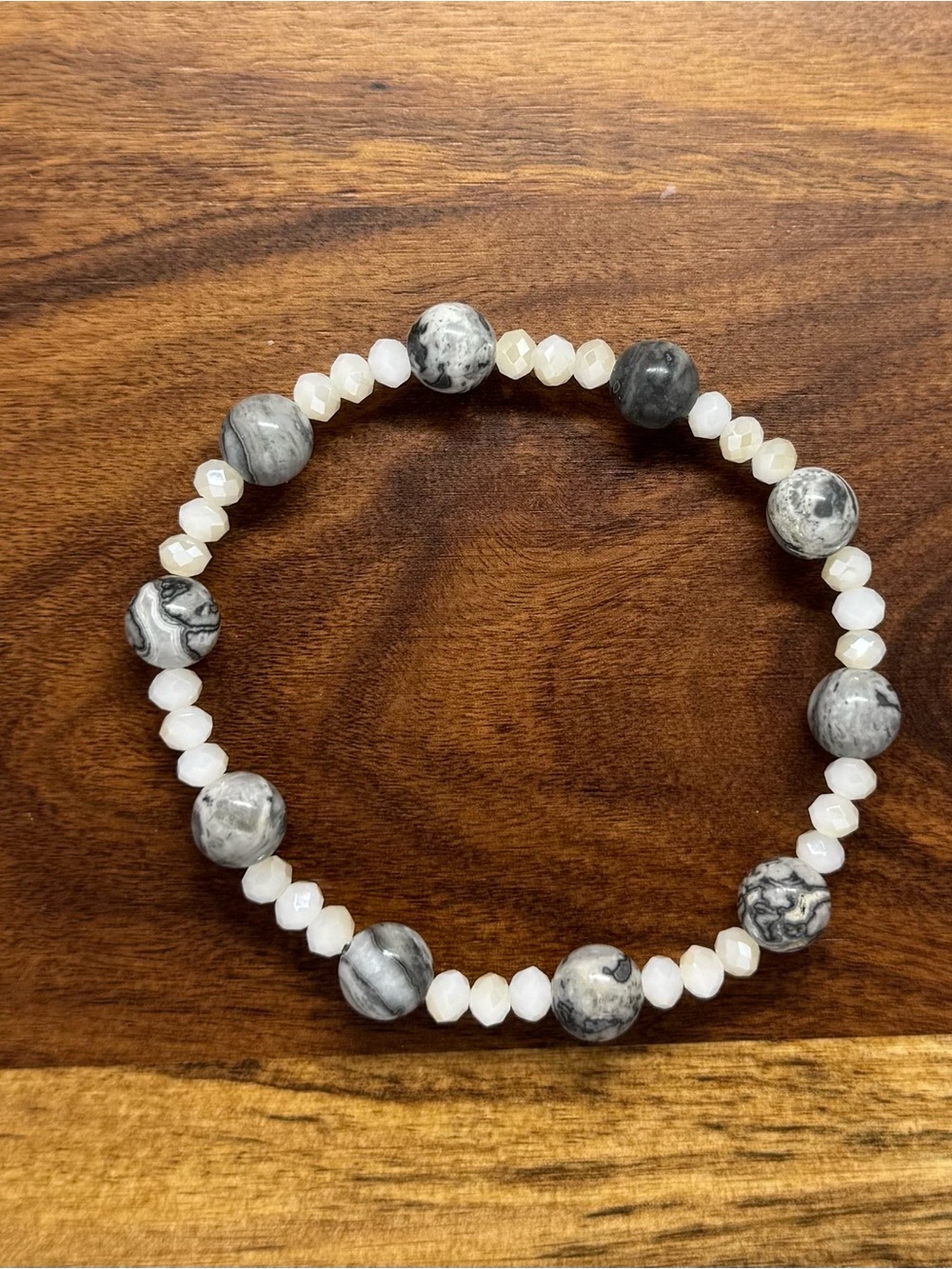 ✨ Handmade Map Jasper Stretch Bracelet ✨